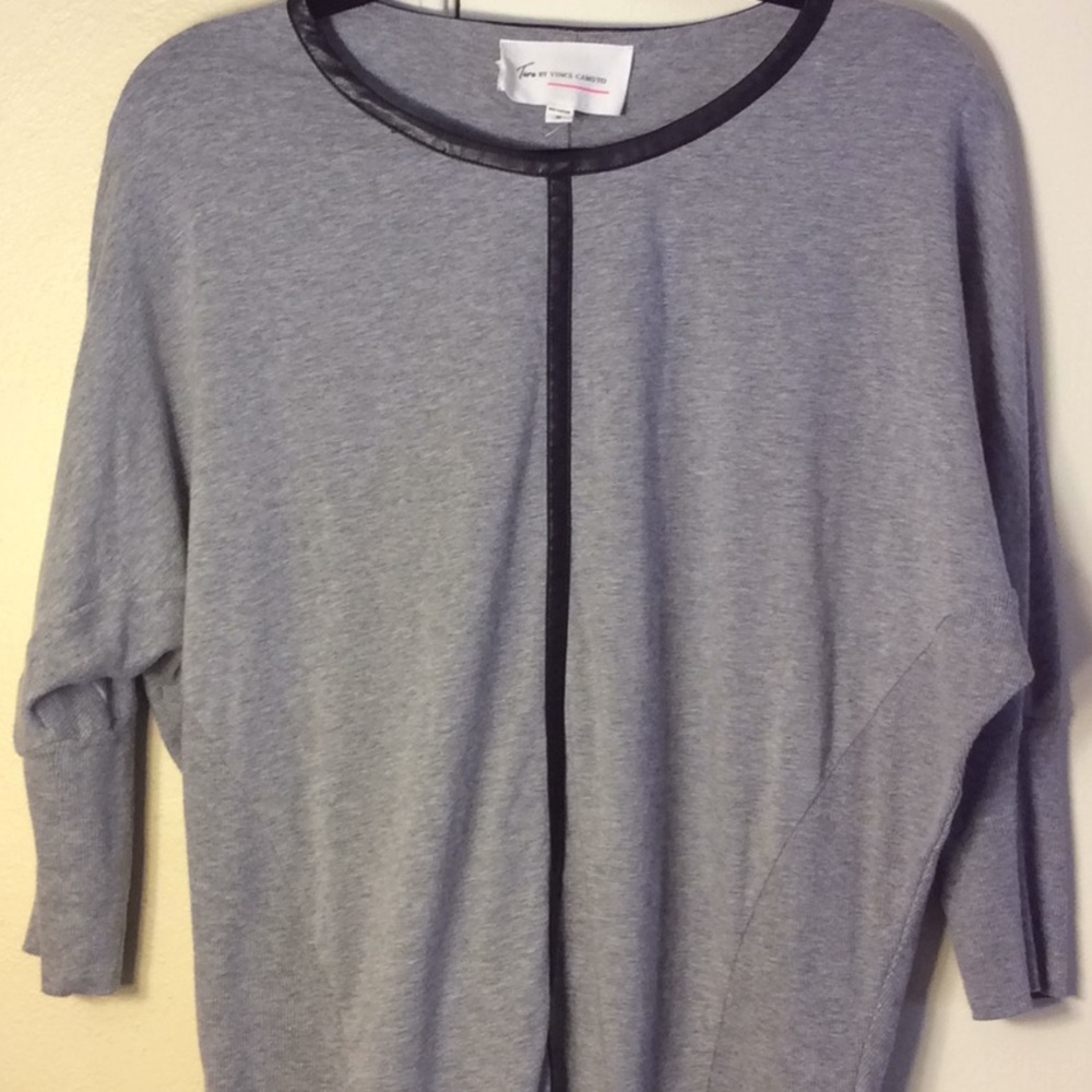 Faux Leather Trimmed Sweatshirt